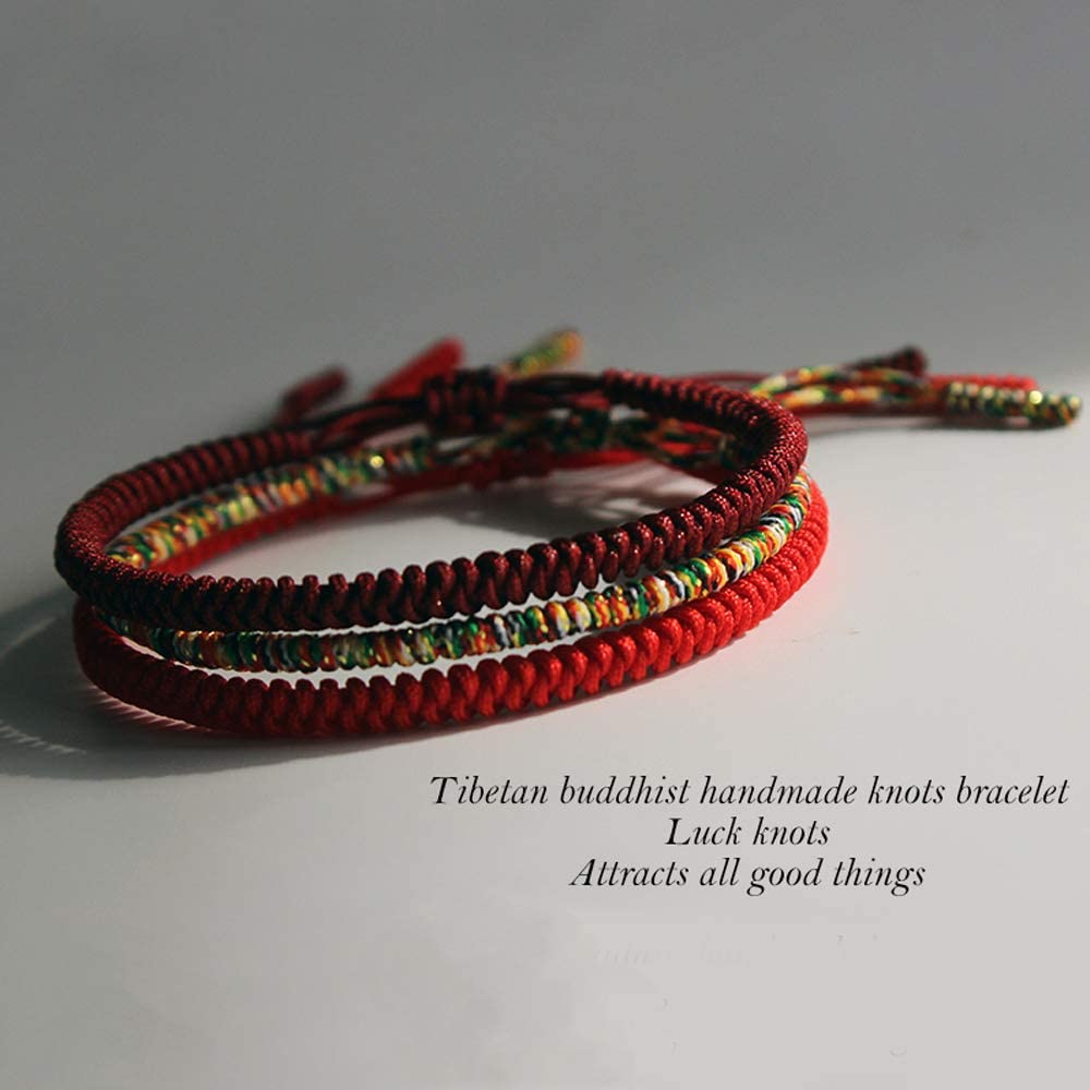 MENGLINA Men Women Chinese Lucky Red String Bracelet Tibetan Buddhist Prayer Handmade Yoga Prayer Rope Mala Bracelet Adjustable Size - Image 5